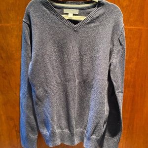 Big Boy's Size L (10/12) Cotton V-neck Navy Sweater